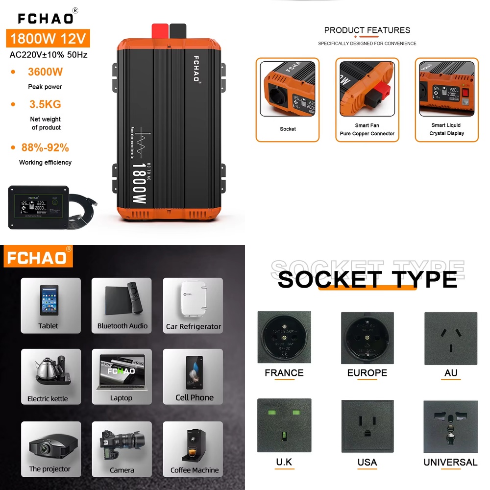 Home Appliances - Инвертор напряжения 1800 Вт, DC 12В